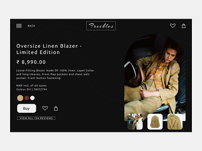 Fashion Product Page for Ecommerce Website (Dark Theme)