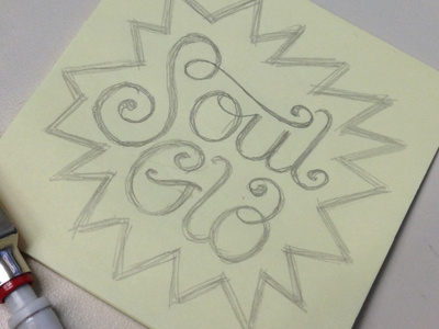 Lunchtime Doodles // SoulGLo cursive hand lettering lettering pencil post it rough script sketch