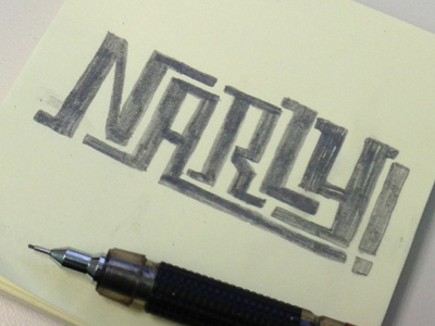 Lunchtime Doodles // Narly hand lettering lettering nary pencil post it rough sketch slab serif