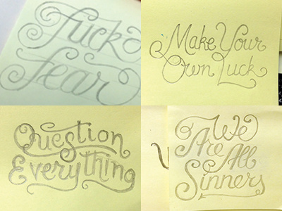 Lunchtime Doodles custom doodle hand drawn hand lettering lettering pencil post it script sketch typography
