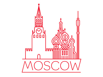 Moscow illustration landscape moscow russia skyline soviet union typography vector