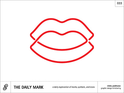 The Daily Mark 033 - Kissing design exploration graphic design icon kissing lips logo logomark love mark symbol thedailymark