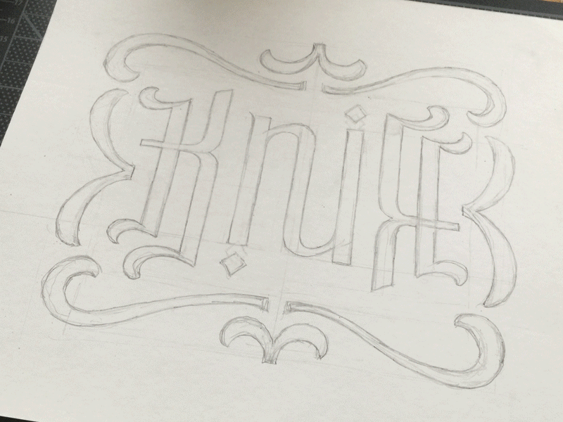 Knife Ambigramnimation ambigram animation cutout gif hand drawn hand lettering lettering paper type typography
