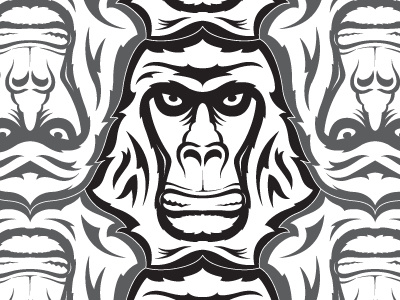 Gorilla/Primate Tessellation animal escher hand drawn illustration illustrative pattern primate tessellation