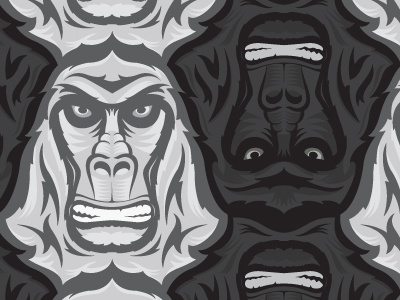 Gorilla Tessellation Final animal escher gorilla hand drawn illustration illustrative pattern primate tessellation