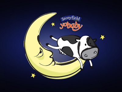 The Cow Jumped Over the Moon cow digital 2d illustration moon nursery rhyme
