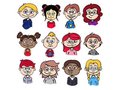 Character Set artwork characters drawing freehand illustration kids procreate