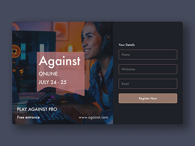 Daily UI - Agains registration form dailyui dailyuichallenge design event figma form gaming graphic design interface registration ui ux