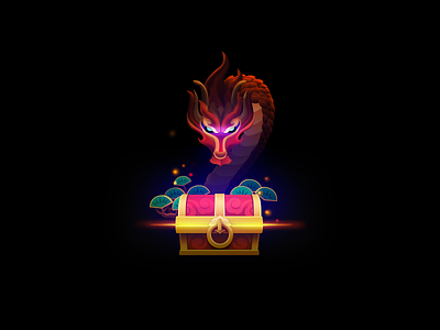 Your Christmas present is here black chest chinese christmas color dragon game icon illustration ui