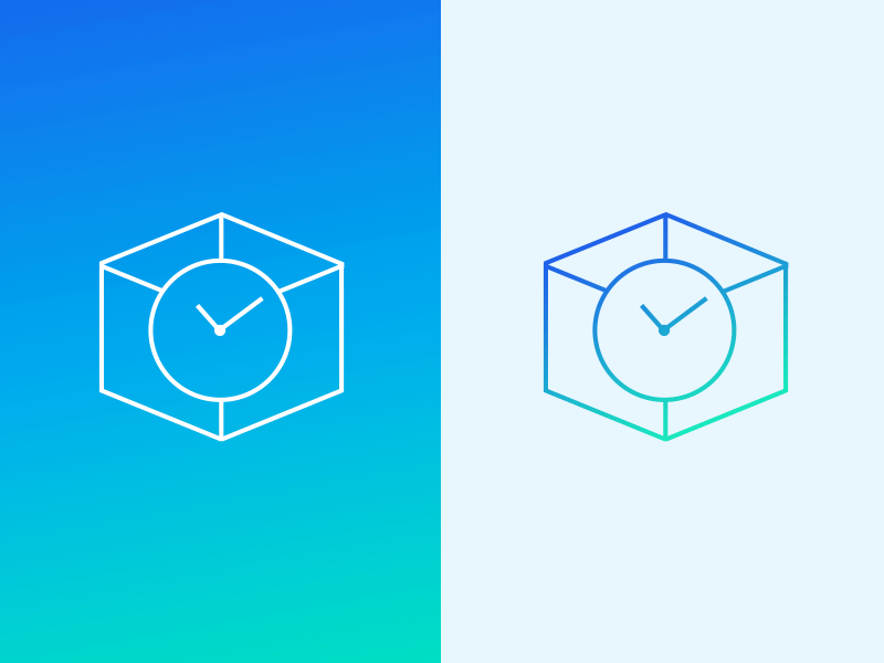 Timebox animation blue box clock gif green motion outline pictogram time