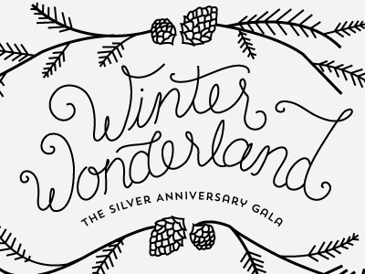 Winter Wonderland lettering postcard print script simple typography