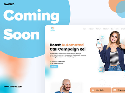 Work in progress blue call clean design effect glass glasseffect graphic design hero home page interface landing page light modern orange owento ui webdesign website white