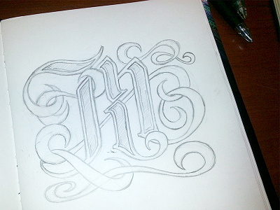 M fun hand drawn m typography