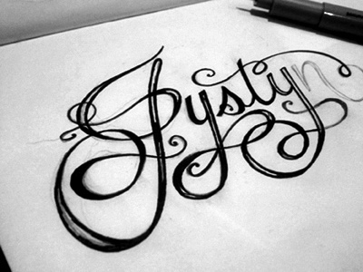 Jystyn hand drawn script tattoo typography