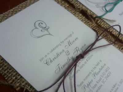 Invite Two burlap hemp illustration invitation wedding