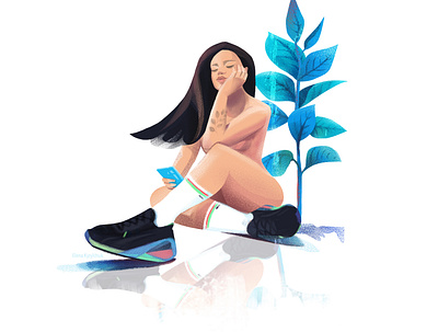 Sneakers and tattoos advertising art artwork design illustration modern naked phone portrait shoes sport street fashion tattoo
