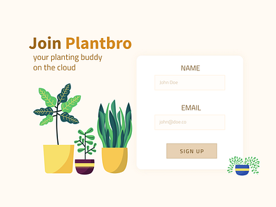 Plantbro - Sign up 001 daily dailyui plant sign up