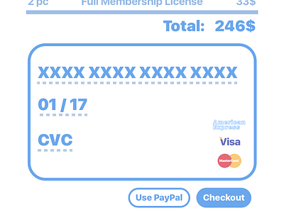 Minimal Credit Card Checkout - Daily UI #002 002 card cart checkout credit daily dailyui ecommerce minimal paypal ui visa