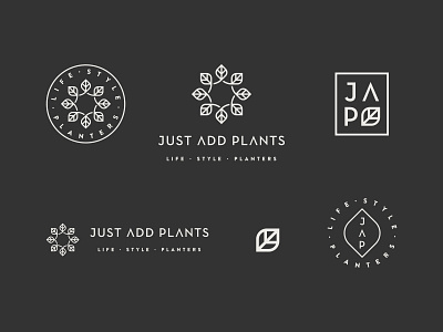 JAP - Logo Variations badge botanical branding container decoration geometric handcraft leaf leaves lifestyle logo mark minimal planter seal visual identity