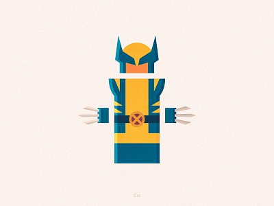 Wolverine anybuddy character design flat geometric minimal wolverine xmen