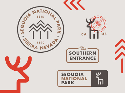Sequoia assets badge brand branding deer design flat icon identity illustration logo mark national park sequoia stamp tree type typography vector