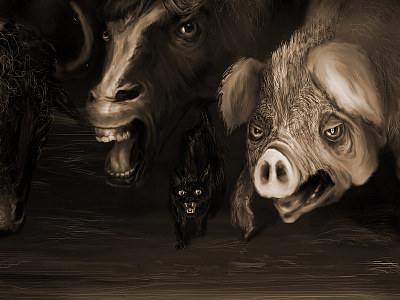 George Orwell, Animal Farm illustrations animalfarm demirtshyan georgeowrell illustration zack