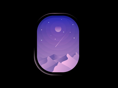 Plane Window branding dunes landscape moon mountains night plane sand sky stars vector window