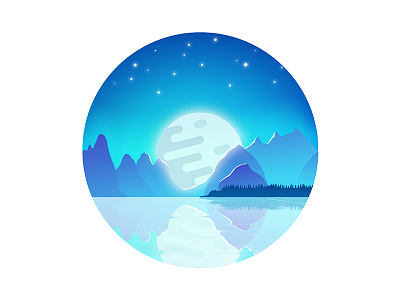 Night agudelo app full illustration landscape moon mountains nature night rene stars vector