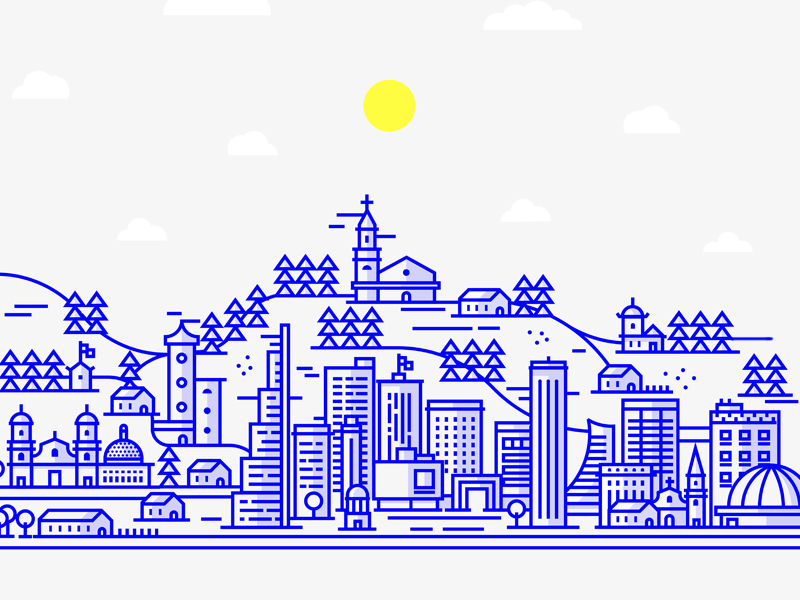 Bogotá! blue bogota buildings city colombia grey illustration line mountains urban vector