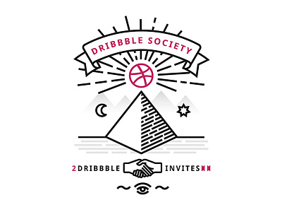 Dribbble Invite bogota club designers dribbbleinvite eye invite moon privilege pyramid secret society star