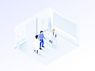 Isometric illustration aerial clinic doctors facilities illustration isometric landing medical nyc startup trial view