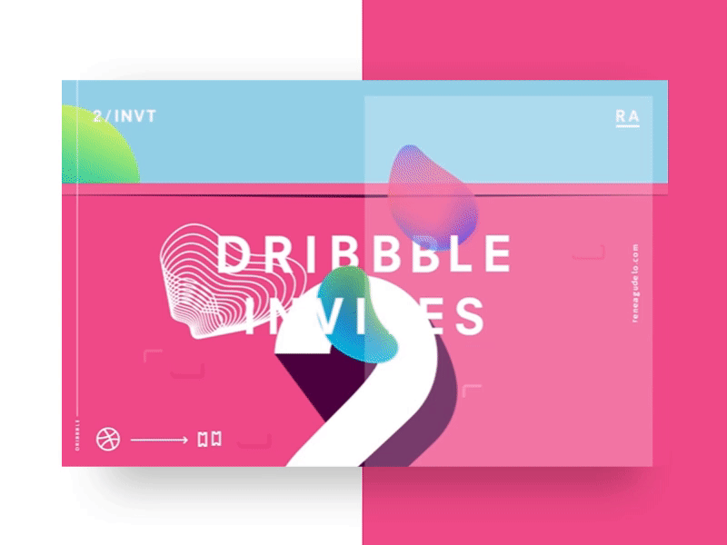 Dribbble Invites x2 2 bogota composition design dribbble dribbbleinvite geometry invitation invite motion pink ticket