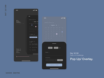 Pop Up/ Overlay app dailyui design overlay popup reminder schedular ui ux