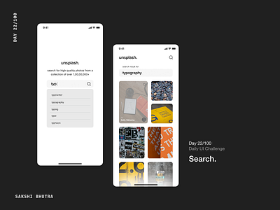 Search app dailyui design photographysearch search searchresults ui unsplash ux