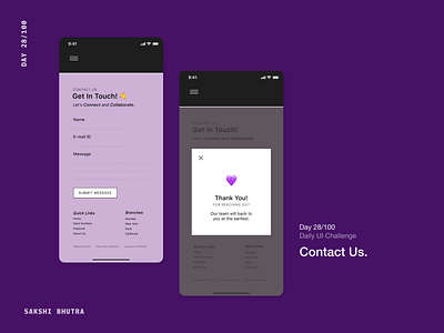 Contact Us 028 app contactpage contactus dailyui dailyui028 design mobilefooter mobileui ui ux