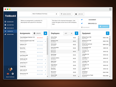 Fieldbook Dispatch dashboard dispatch center erp fieldbook oilfield