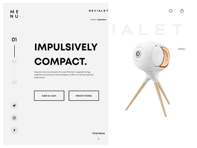 Online Store, Devialet White UI Redesign Web