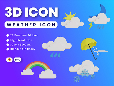 3D Weather Icon 3d 3d icon 3d illustration 3d render branding graphic design icon illustration motion graphics set simple icon ui weather weather icon
