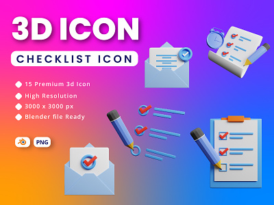 3D Illustration of Checklist Icon