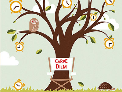 Giffoni carpe cinema clock festival giffoni illustration italy owl poster time tree