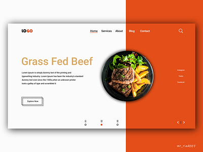 Landing page Design For Food Website. concept design design food hero hero section ui ui design ui ux web web design website design