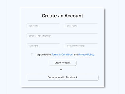 Neumorphic Design- Create an Account UI