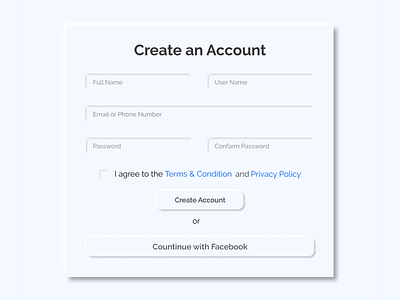 Neumorphic Design- Create an Account UI