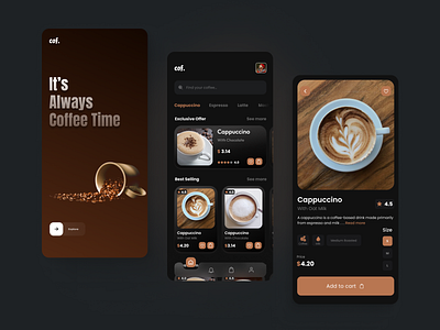 Coffee Shop Mobile App app design apps ui branding coffee coffee order app coffee shop coffee shop mobile app coffee shop ui concept design minimal design mobile app online shop shop ui ui design