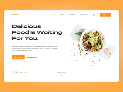 FoodX - Food order Website Design branding concept design design food food delivery website food order website food website foodx hero part hero section landing page minimal design modern design modern ui design ui ui design web app web design website