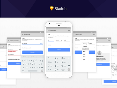 sign up flow - wireframes android app flat material design mobile sign in sign up sketch ui user profile ux wireframe