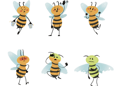 Bees bees character charactersdesign cute art design ecology honey illustration nature savetheplanet