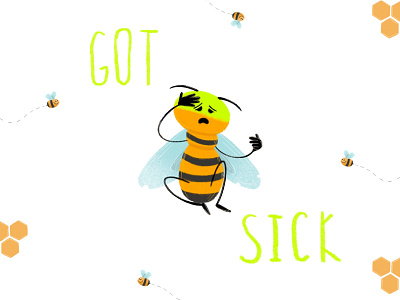 Got sick art bee branding charactersdesign childrensbookillustrator cute design fly graphic design illustration illustrator logo sick support ui