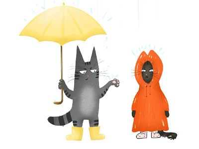 It looks like it's starting to rain🌧 art branding cat cats charactersdesign childrensbookillustrator cute design graphic design illustration illustrator inspiration logo rain ui