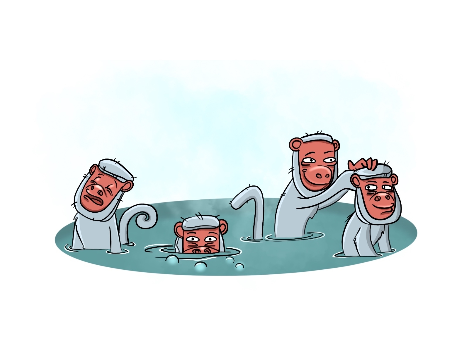 monkeys-like-to-take-a-hot-bath-by-ellie-kir-on-dribbble